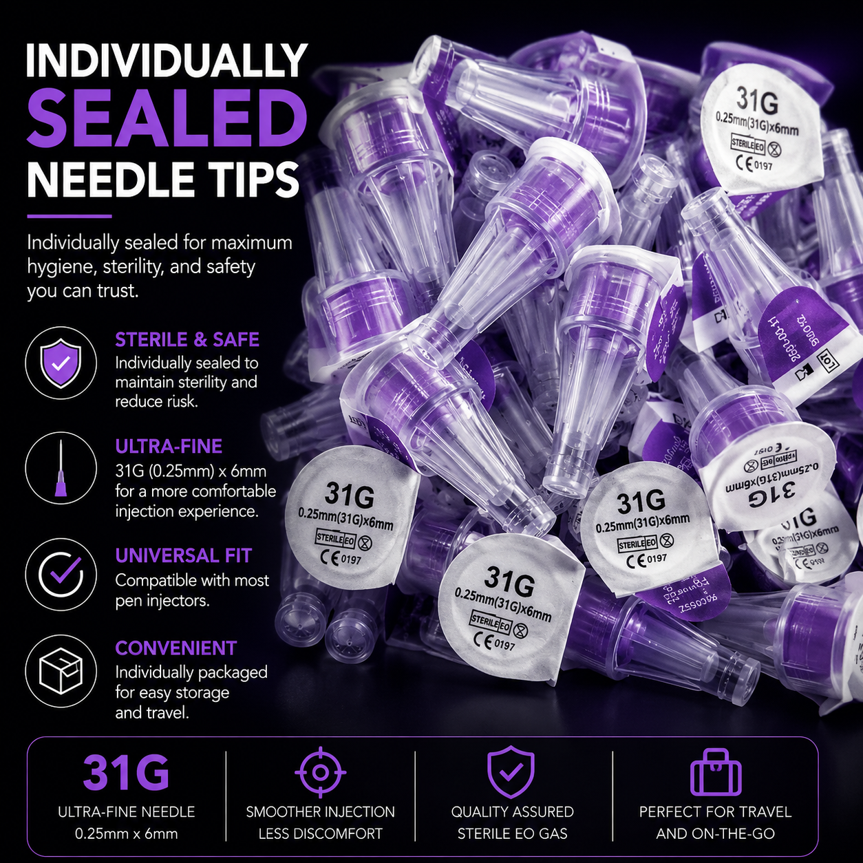 31g 6mm Pen Tips for Reusable Research V1, V2 and V3 Pens - Pack of 20